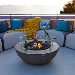 Elementi Lunar 42-Inch Round GFRC Natural Gas Fire Pit in Light Gray