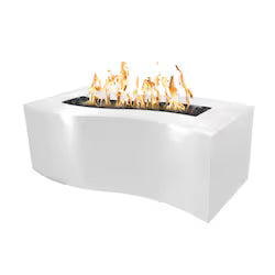The Outdoor Plus Billow 72-Inch Rectangular Propane Fire Pit – White Powder-Coated Steel