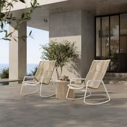 Cabana 5-Piece Resin Wicker Fire Pit Seating Set in Bone by Ebel