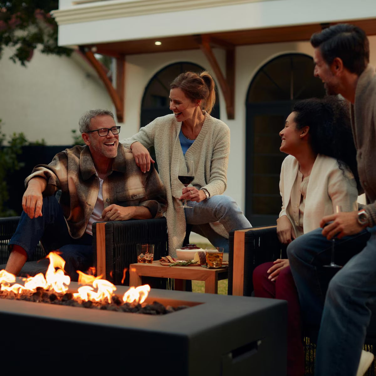 Blaze 60-Inch Rectangular Concrete Fire Pit Table – Natural Gas | Phantom Finish