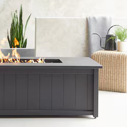 Landon Bay 70-Inch Rectangular Aluminum Propane Fire Pit Table in Black – Lakeview Outdoor Designs