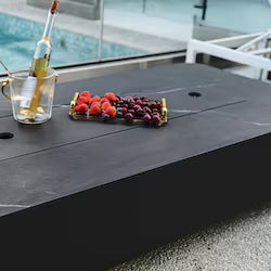 Valencia 62-In Rectangular Concrete Natural Gas Fire Pit in Black by Elementi