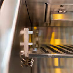 The Hestan 42-Inch Natural Gas Grill W/ Rotisserie On Double Drawer & Door Tower Cart - Pacific Fog - GABR42-NG-GG