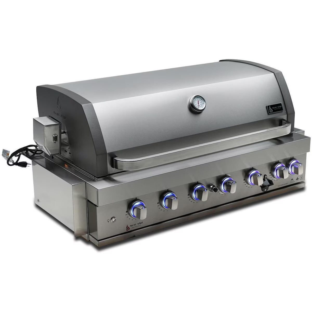 Mont Alpi Artwood Series 6.5 Ft Natural Gas Outdoor Kitchen Island with 6-Burner Grill (Propane Ready w/ Conversion Kit)
