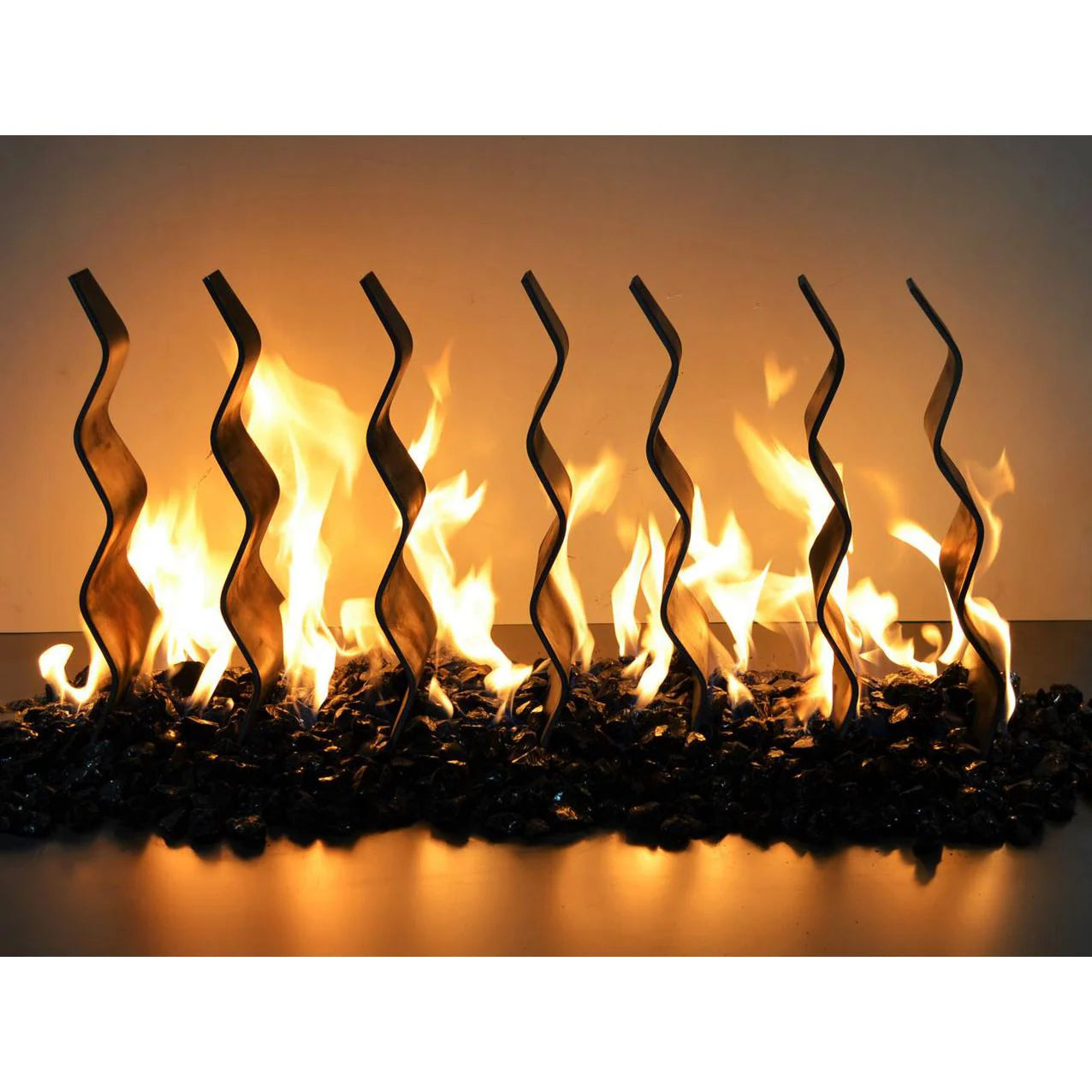 The Outdoor Plus 30-Inch Black Steel Fireplace Waves Ornament (100,000 BTU