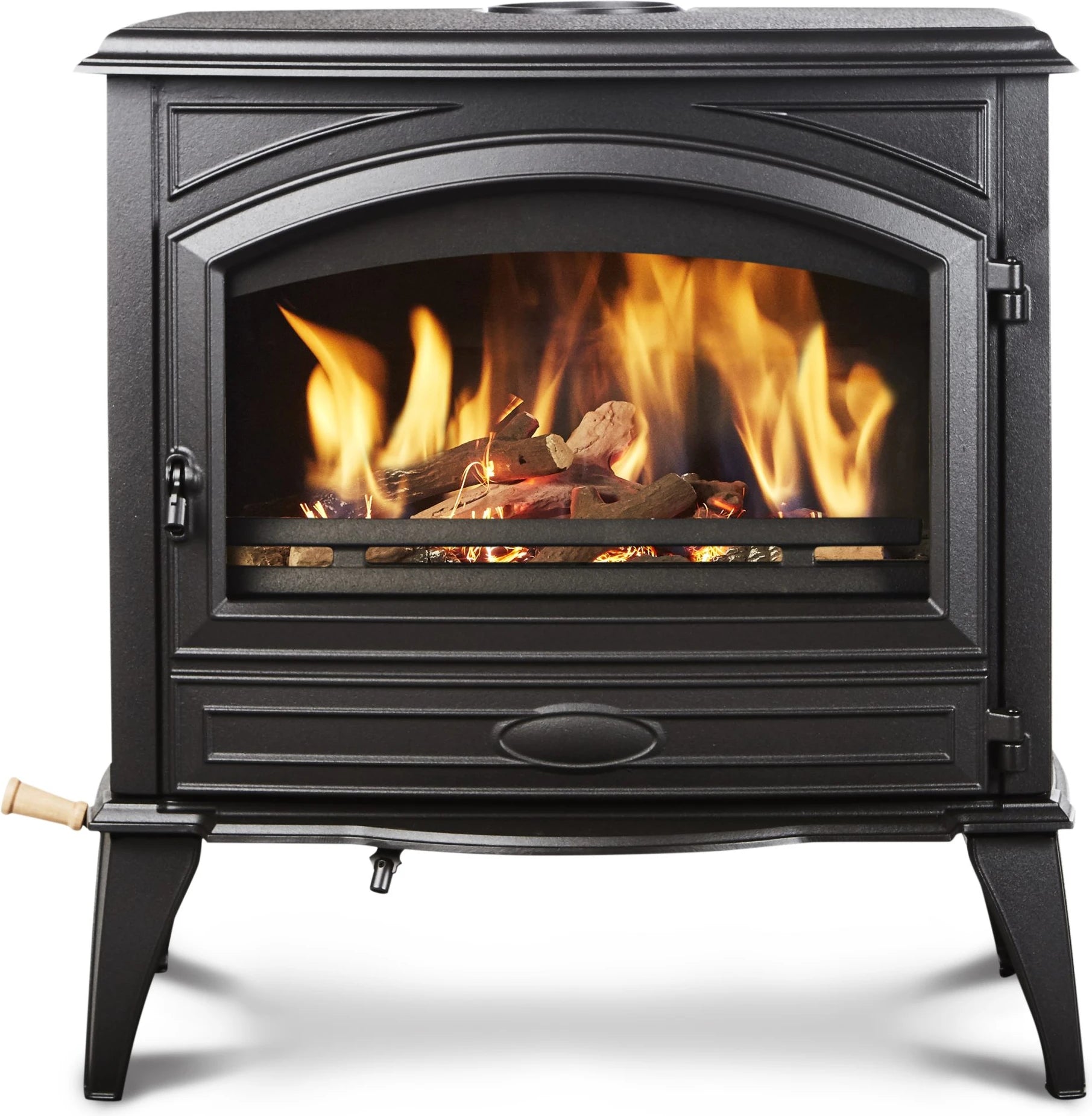 Sierra Flame Lynwood W76 Wood Burning Stove – Cast Iron Door, Black Finish