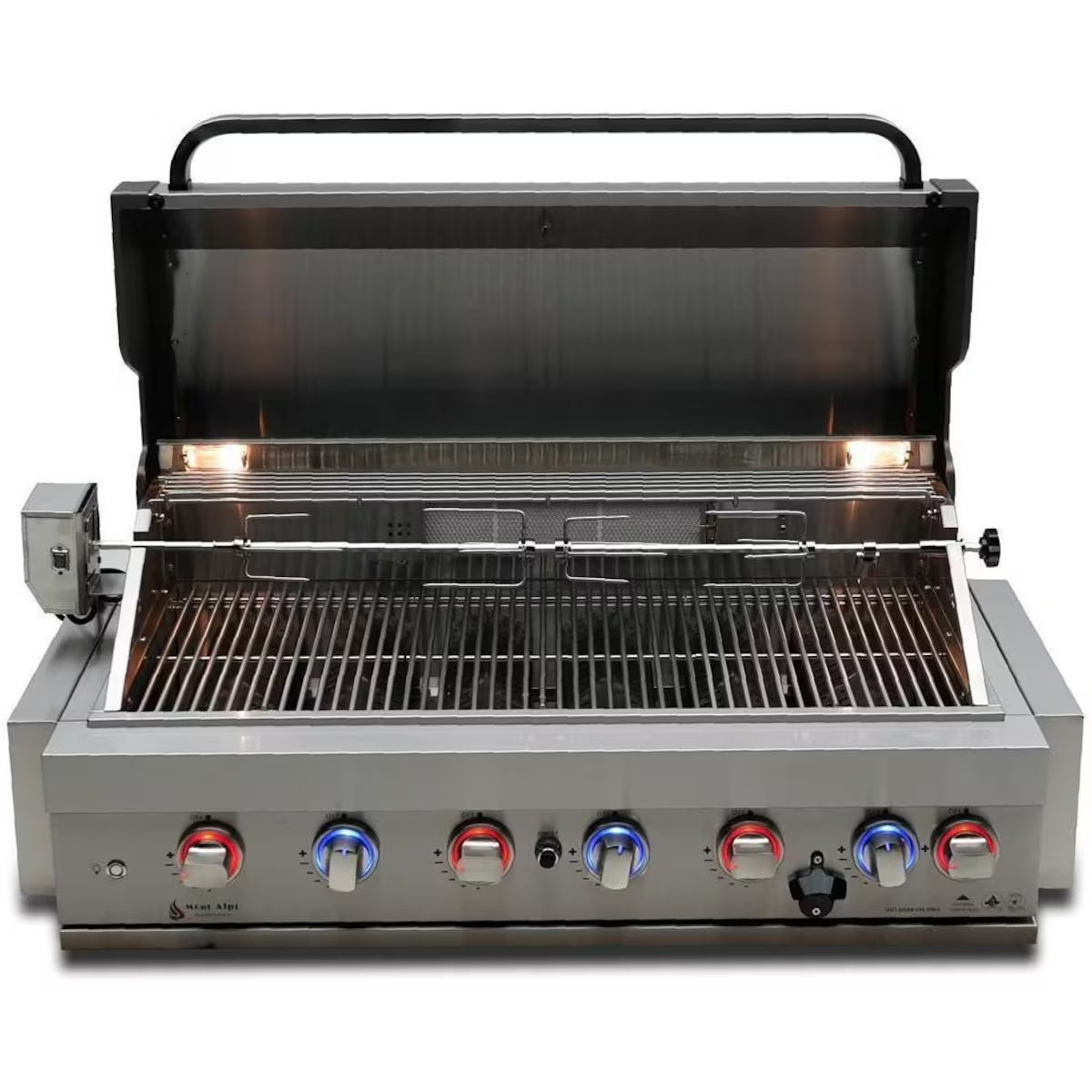 Mont Alpi Artwood Series 6.5 Ft Natural Gas Outdoor Kitchen Island with 6-Burner Grill (Propane Ready w/ Conversion Kit)