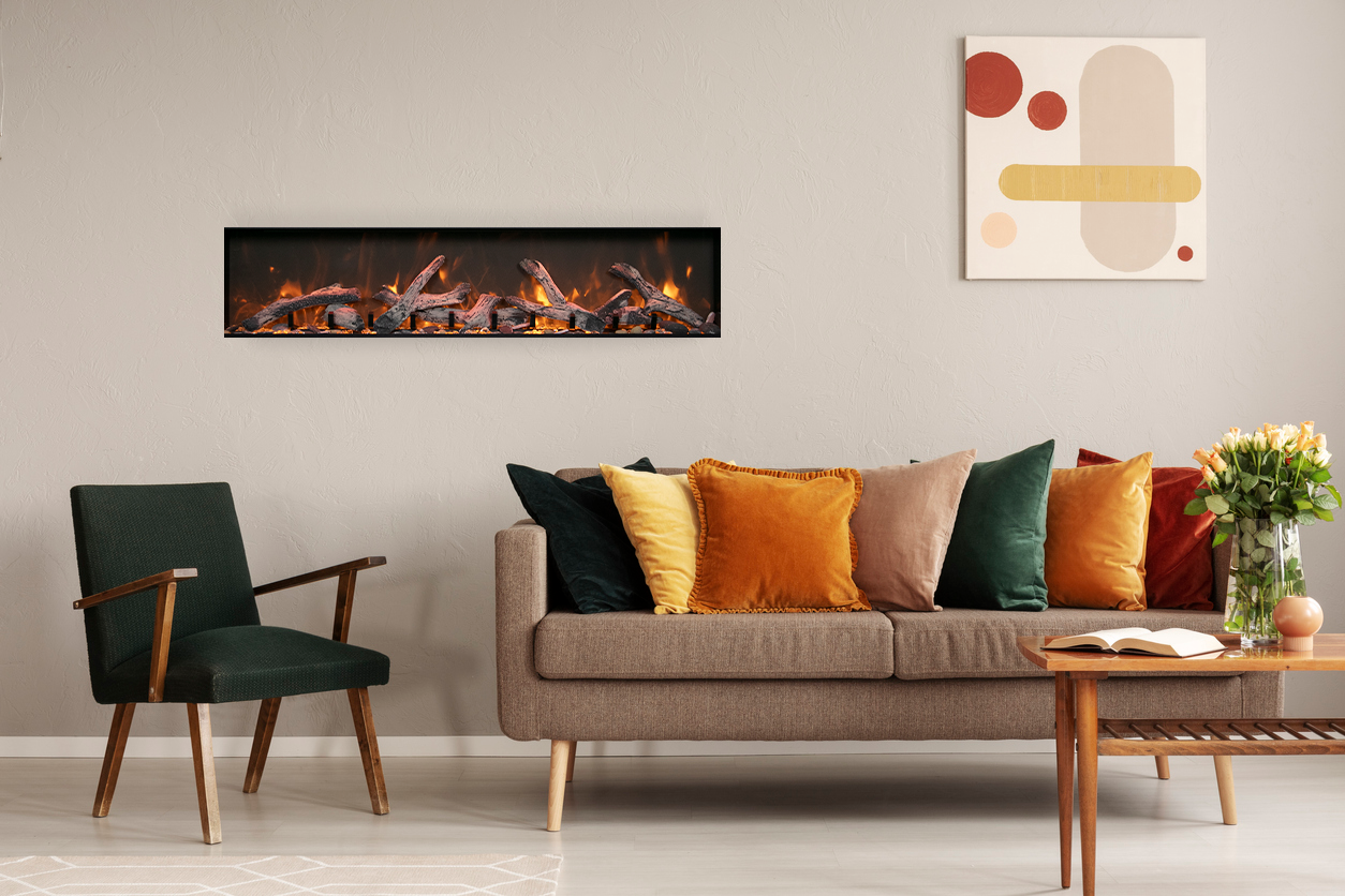 Amantii BI-DEEP-XT Electric fireplace – Indoor or Outdoor Built-in only Electric Fireplace with Black Steel Surround