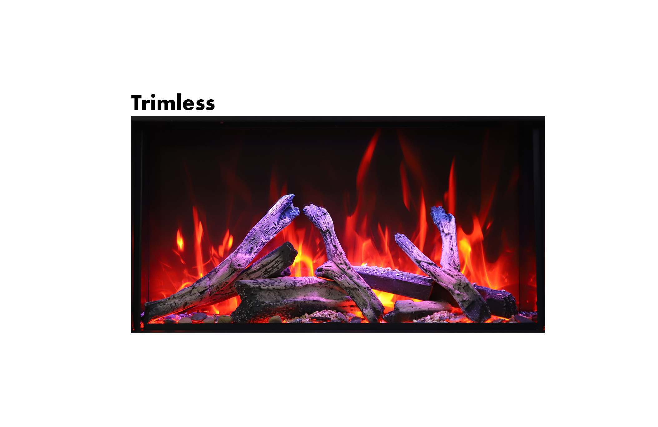 Amantii BI-DEEP-XT Electric Fireplace – Indoor & Outdoor Built-In Fireplace with Black Steel Surround