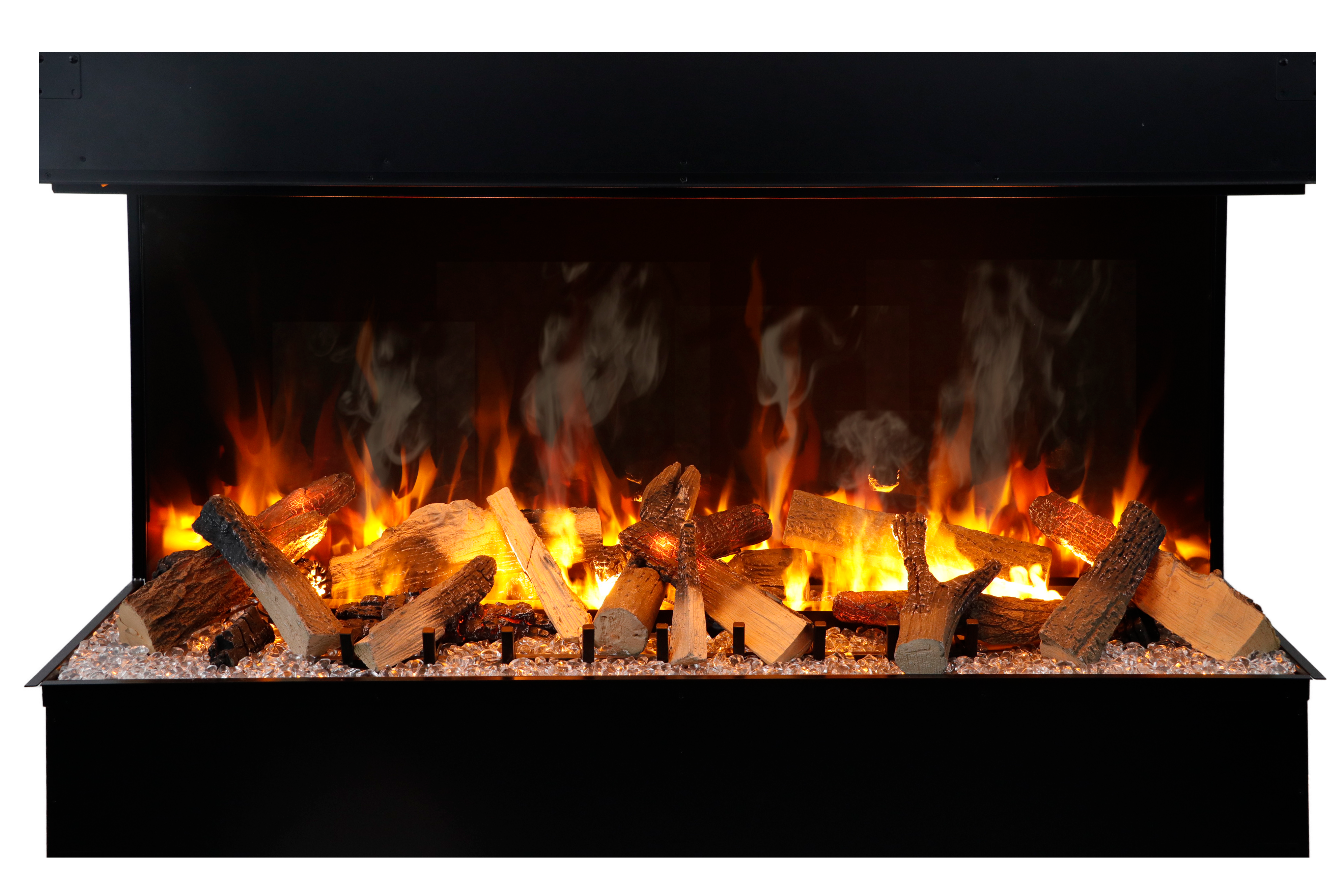 Amantii Signature TruView Series 3-Sided Glass Electric Fireplace – Modern, Panoramic Design with Realistic Flame Effects