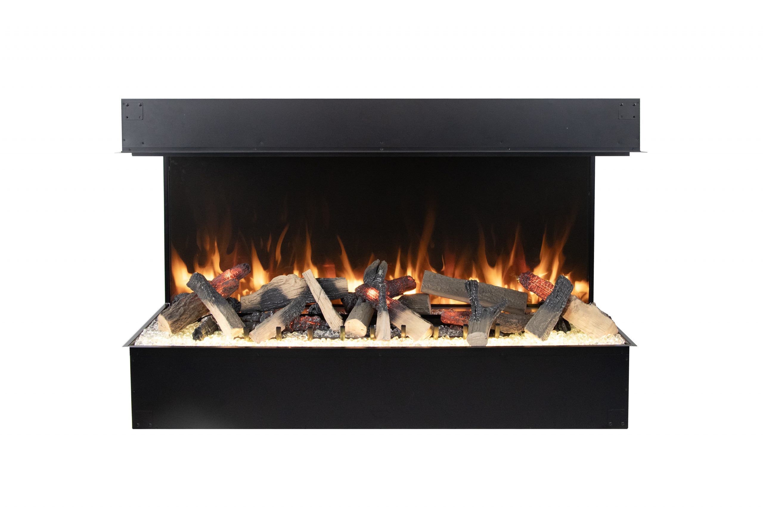 Amantii Signature TruView Series 3-Sided Glass Electric Fireplace – Modern, Panoramic Design with Realistic Flame Effects
