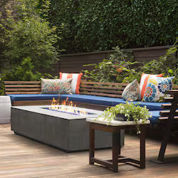 XO 60-Inch Rectangular Concrete Natural Gas Fire Pit – Limestone Finish