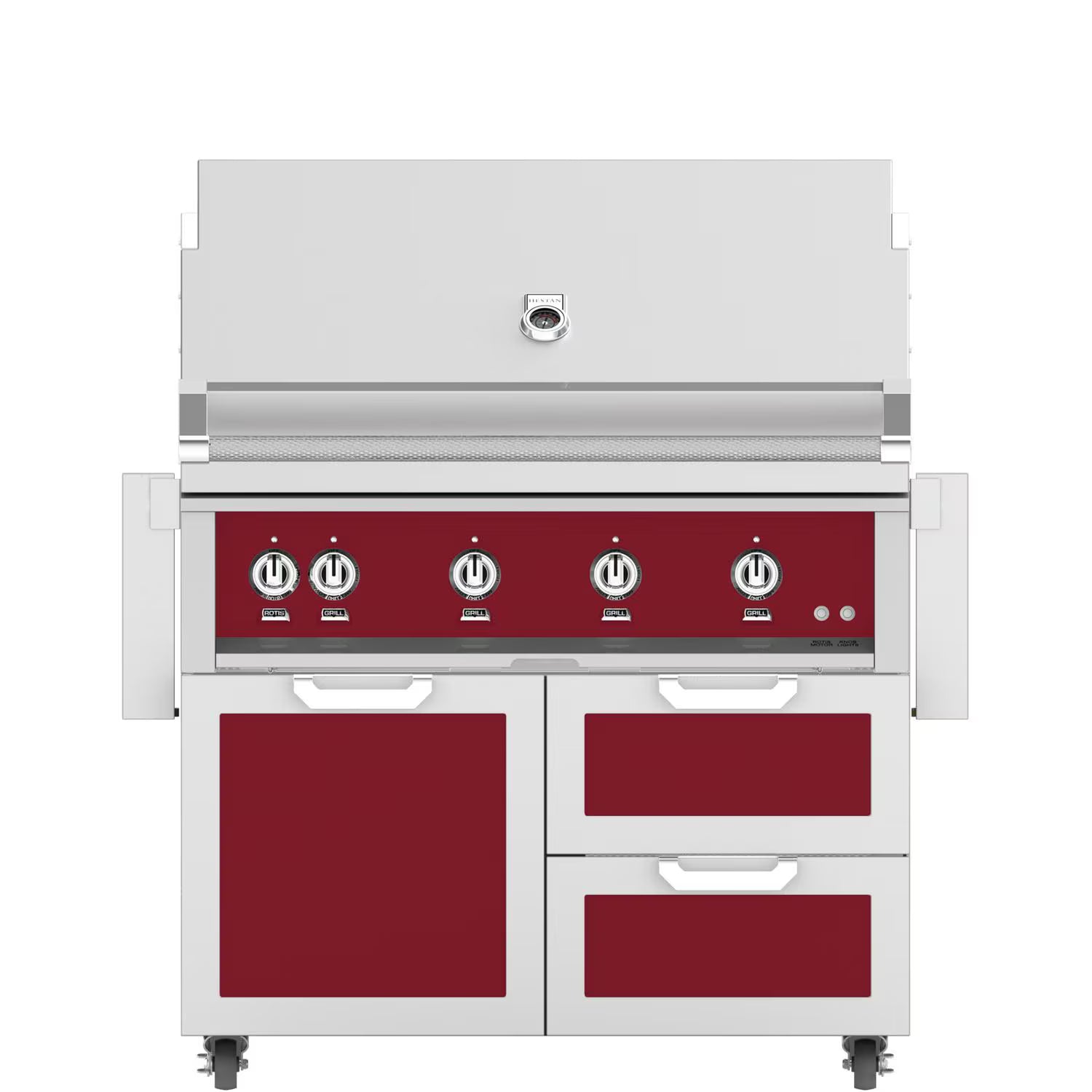 Hestan 42-Inch Propane Gas Grill with Rotisserie & Double Drawer Tower Cart – Tin Roof (GABR42-LP-BG)