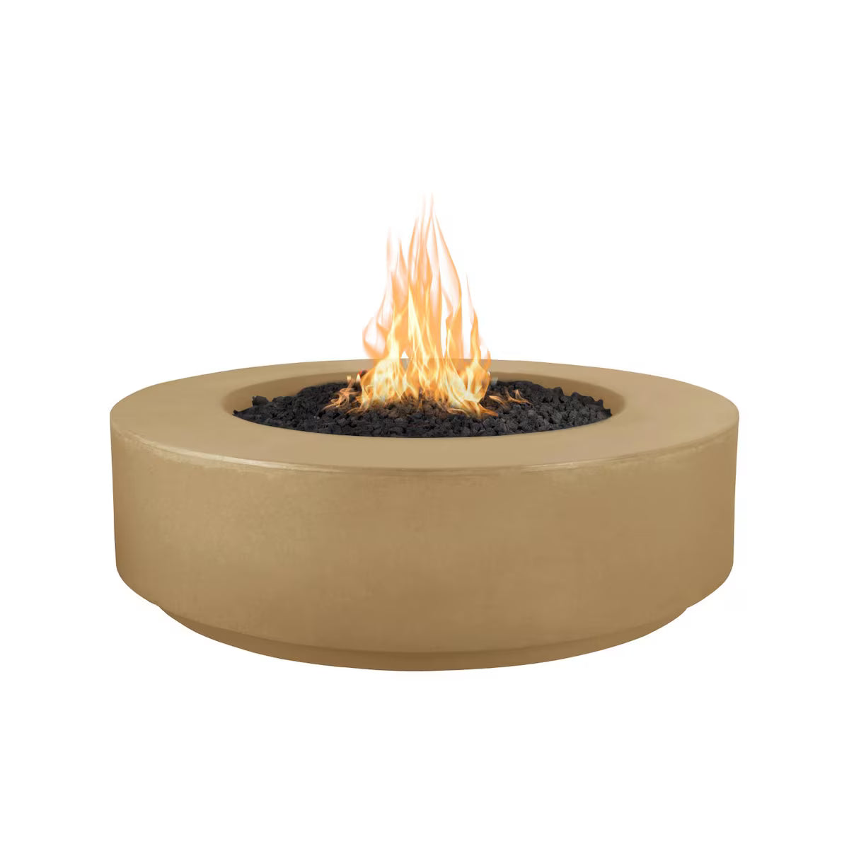 Florence 42" Round GFRC Propane Fire Pit with Glow Plug – Brown | The Outdoor Plus