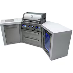 Mont Alpi Deluxe Series 8.5 Ft U-Shaped Propane Outdoor Kitchen Island w/ Side Burner & Refrigerator – MAi400-D45FC