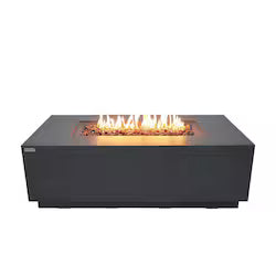 Andes 66-Inch Rectangular Concrete Propane Fire Pit in Dark Gray by Elementi