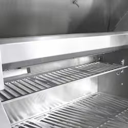 The Hestan 42-Inch Natural Gas Grill W/ Rotisserie On Double Drawer & Door Tower Cart - Pacific Fog - GABR42-NG-GG