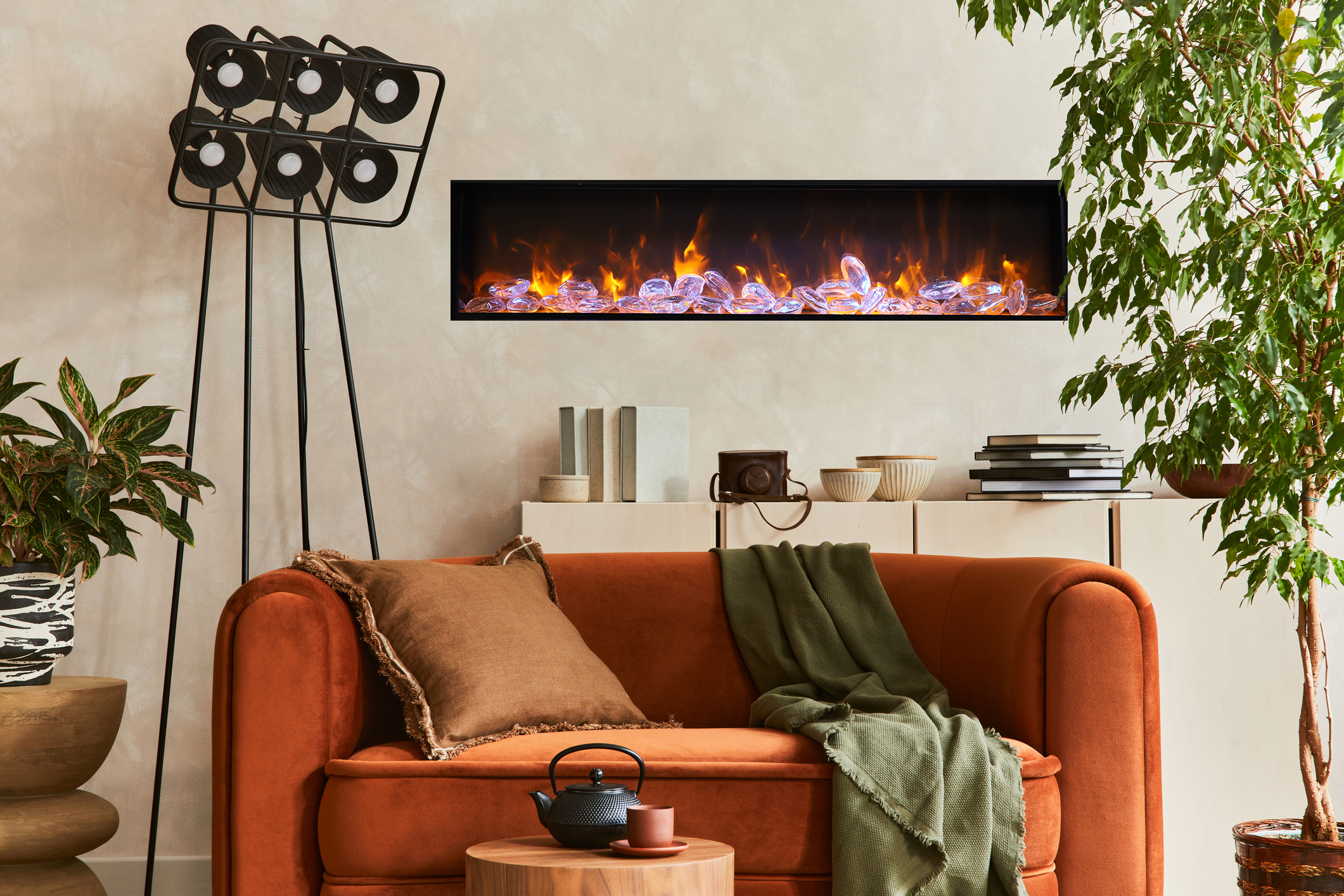 BI-DEEP Smart Electric Fireplace – Built-in only with black steel surround