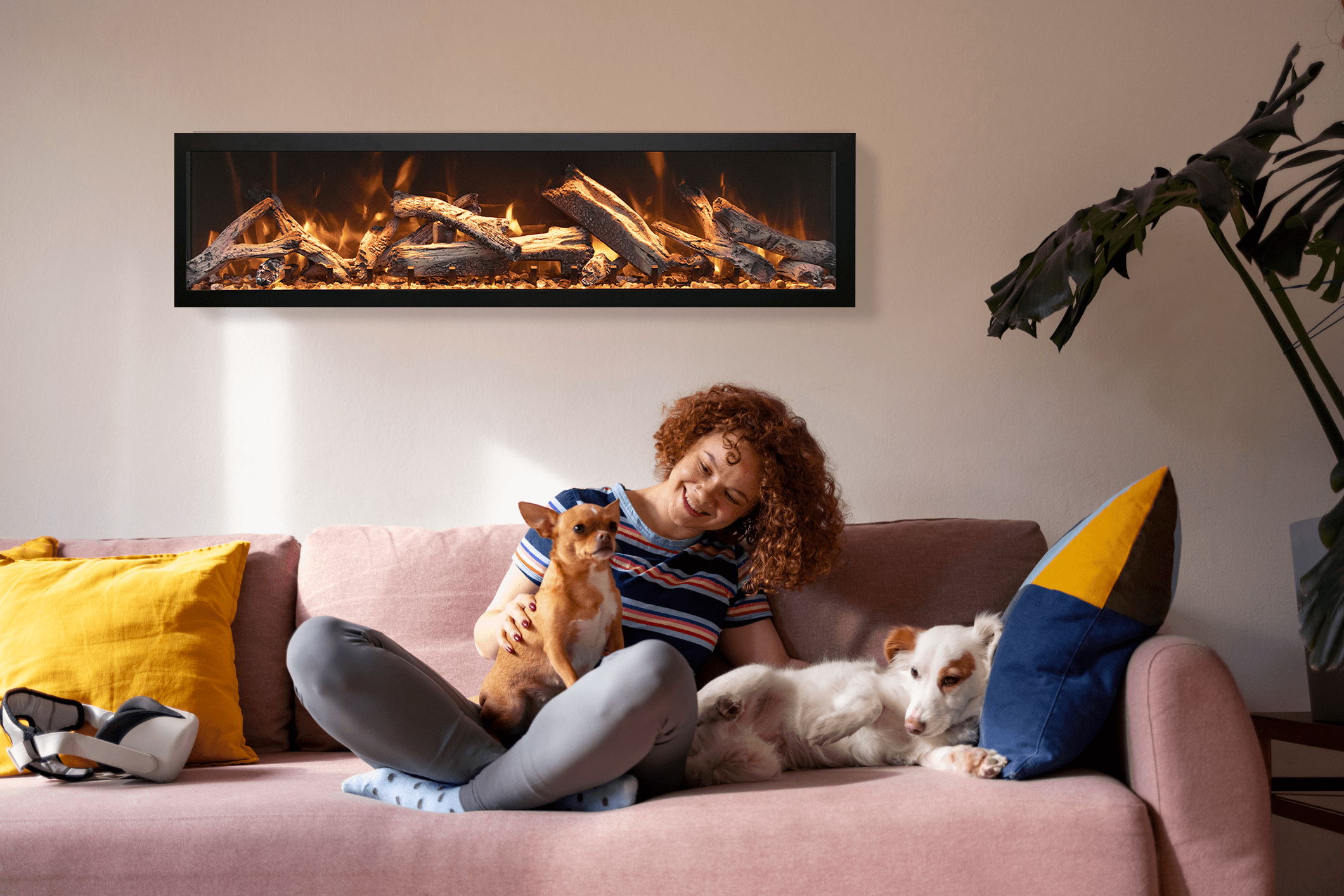 BI-DEEP Smart Electric Fireplace – Built-in only with black steel surround
