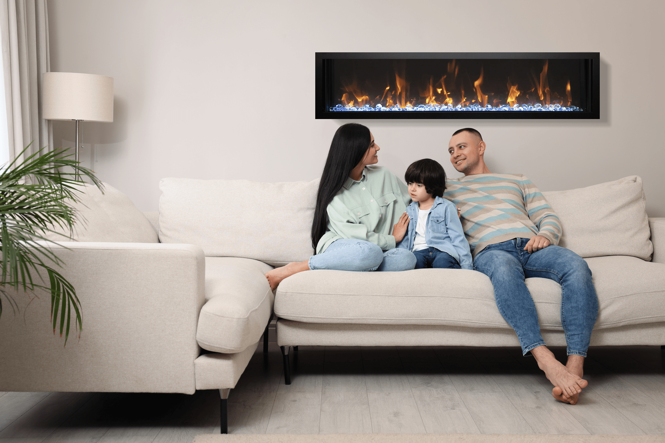 Amantii BI-SLIM Electric Fireplace – built-in electric fireplace with black steel surround