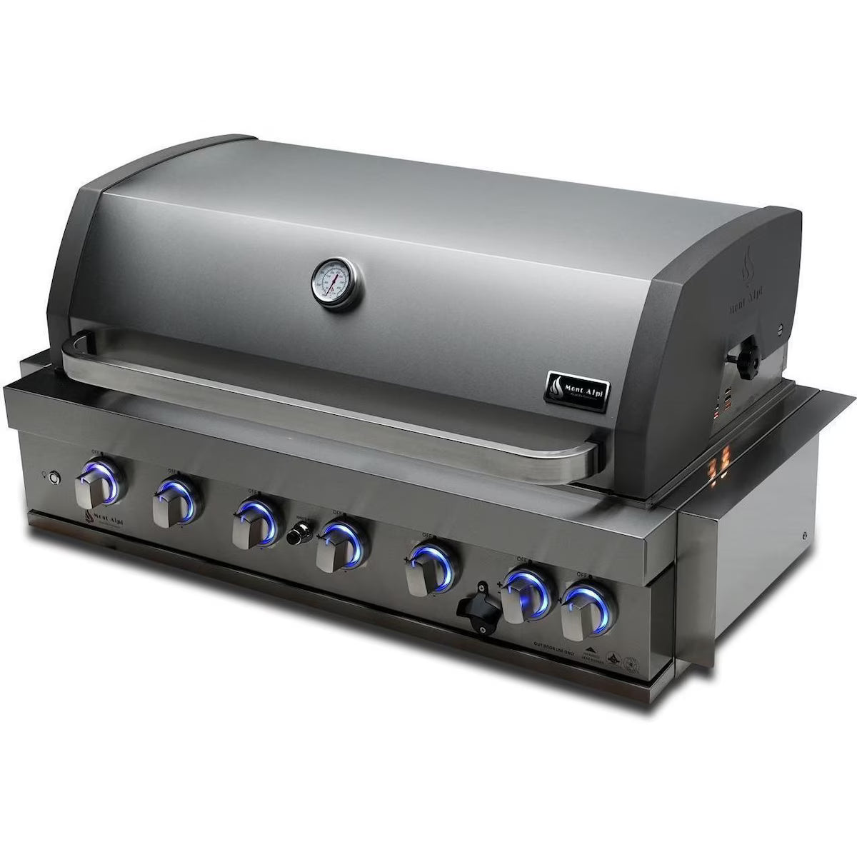 Mont Alpi Artwood Series 6.5 Ft Natural Gas Outdoor Kitchen Island with 6-Burner Grill (Propane Ready w/ Conversion Kit)