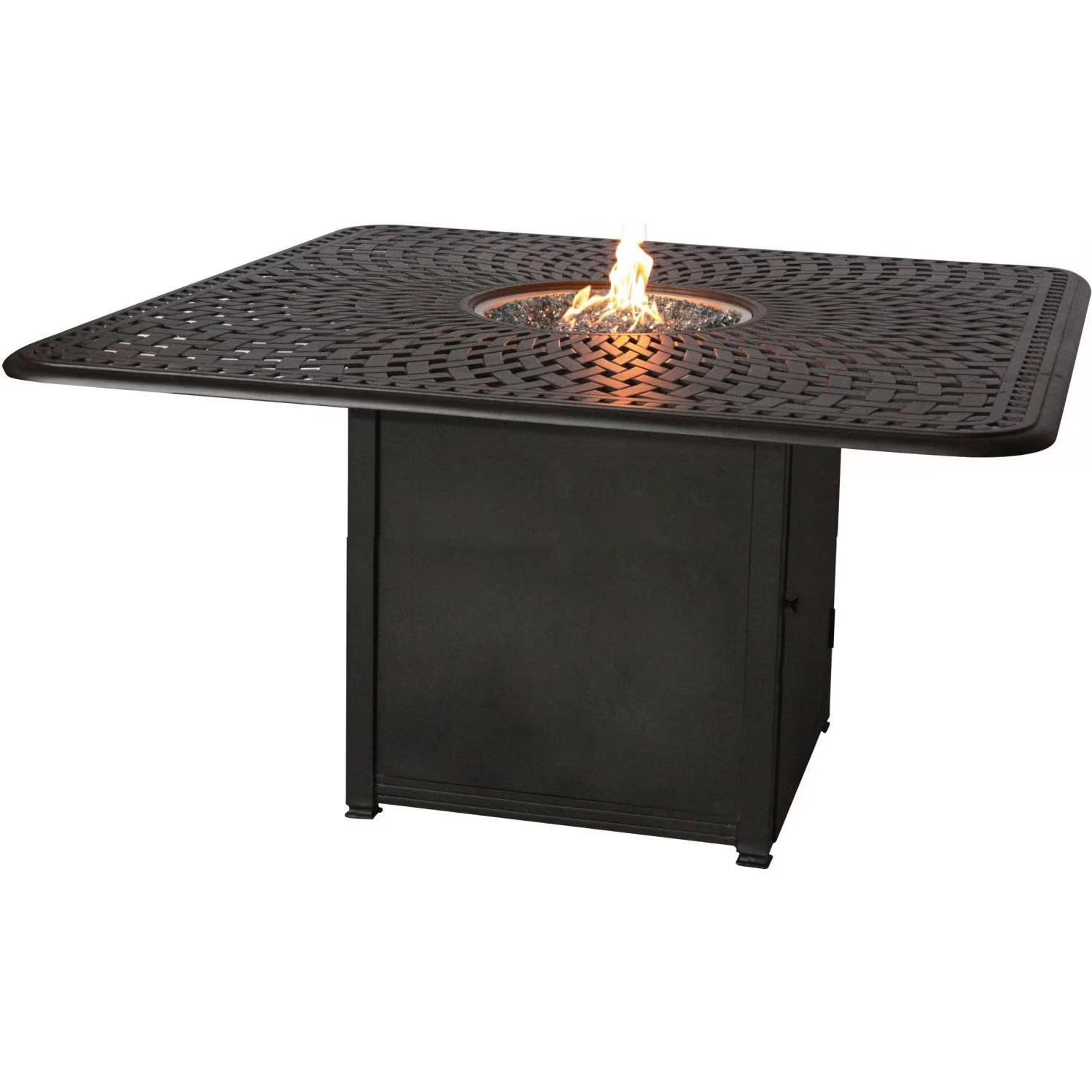 Darlee Signature 64-Inch Square Cast Aluminum Propane Fire Pit Table Antique Bronze