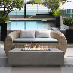 XO 60-Inch Rectangular Concrete Natural Gas Fire Pit – Limestone Finish