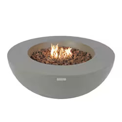 Elementi Lunar 42-Inch Round GFRC Natural Gas Fire Pit in Light Gray