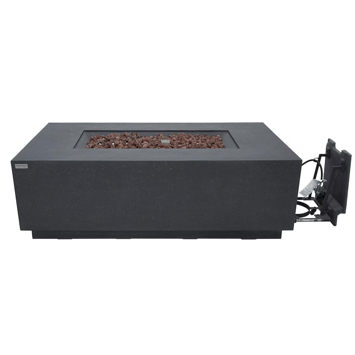 Andes 66-Inch Rectangular Concrete Propane Fire Pit in Dark Gray by Elementi