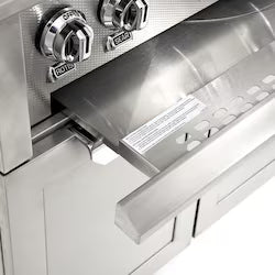 The Hestan 42-Inch Natural Gas Grill W/ Rotisserie On Double Drawer & Door Tower Cart - Pacific Fog - GABR42-NG-GG
