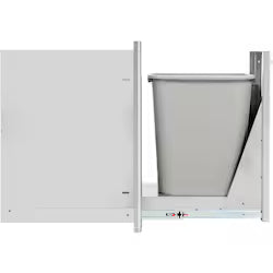 BBQGuys Signature 10 Ft Outdoor Kitchen Island w/ 32-Inch Natural Gas Blaze LTE+ Grill, Griddle & Narrow Trash Bin – Crystal White w/ White Granite