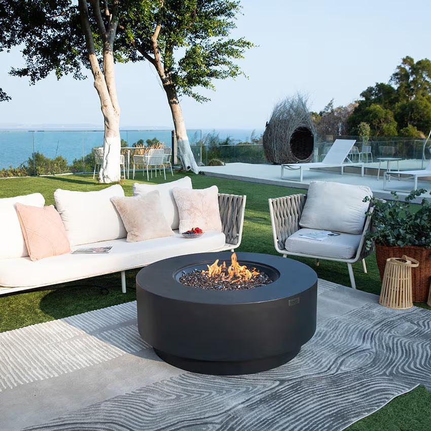 Elementi Nimes 40-Inch Round Concrete Natural Gas Fire Pit in Gray
