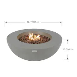 Elementi Lunar 42-Inch Round GFRC Natural Gas Fire Pit in Light Gray