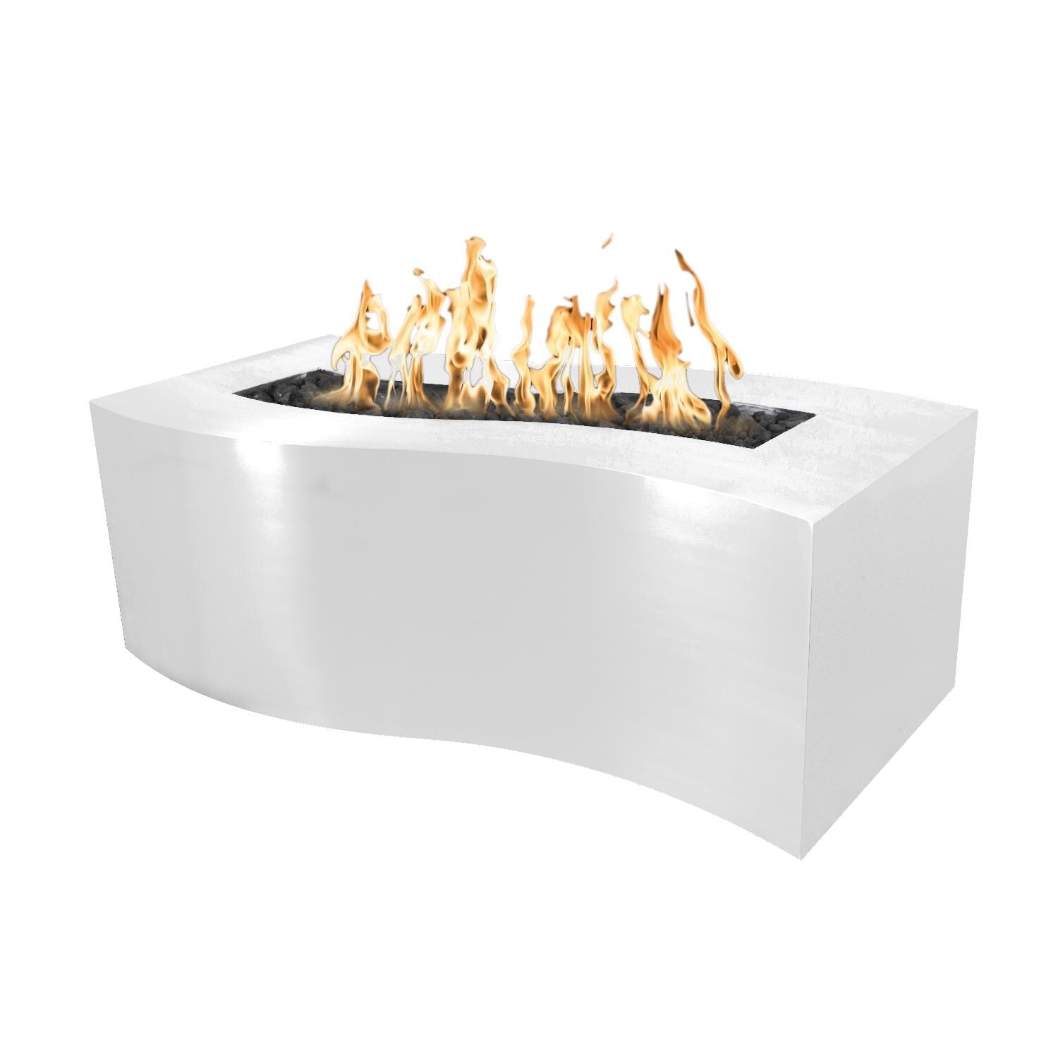 The Outdoor Plus Billow 72-Inch Rectangular Propane Fire Pit – White Powder-Coated Steel