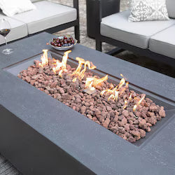 Andes 66-Inch Rectangular Concrete Propane Fire Pit in Dark Gray by Elementi