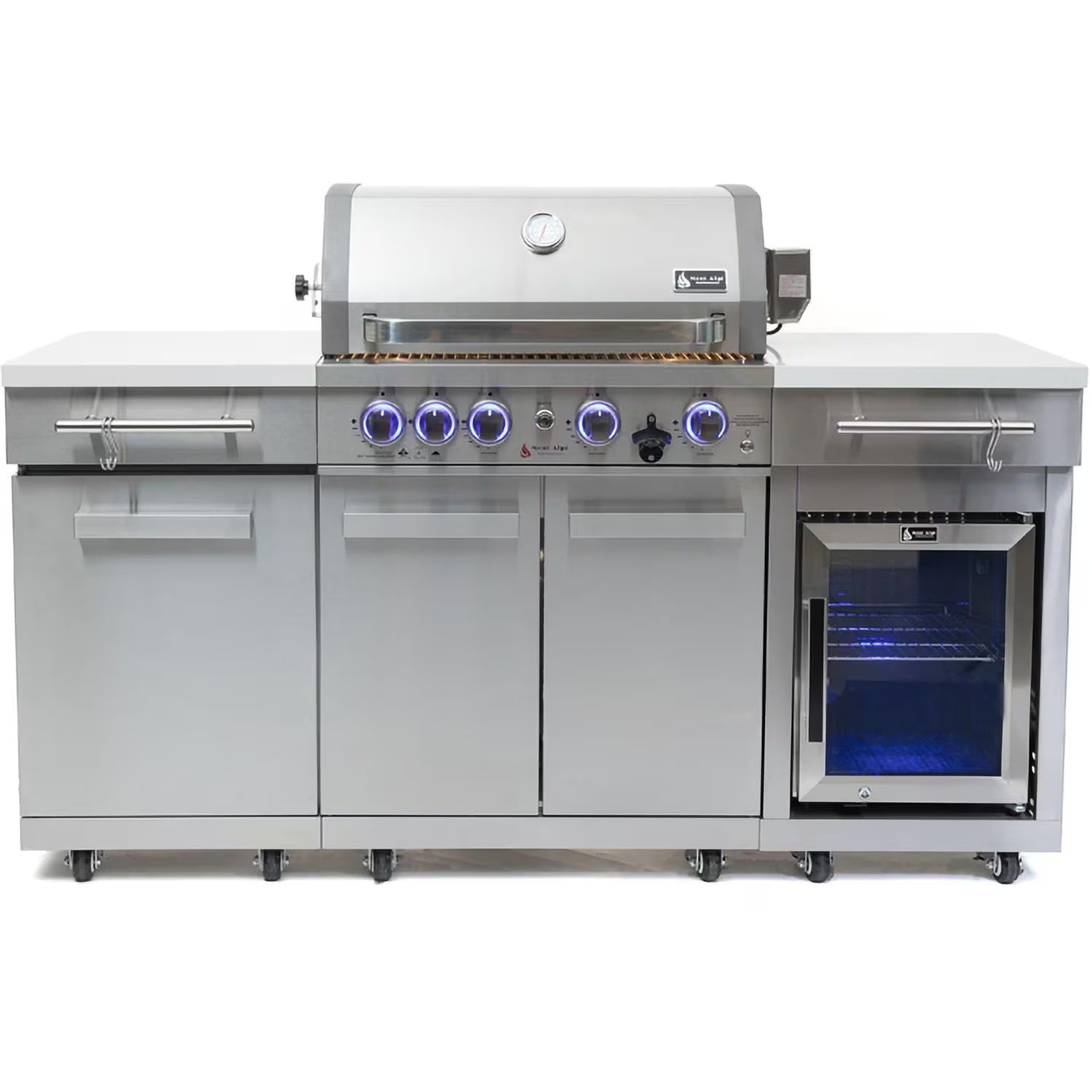 Mont Alpi Compact Series 6 Ft Propane Outdoor Kitchen Island with Fridge – Stainless Steel (MA-957FCRS)