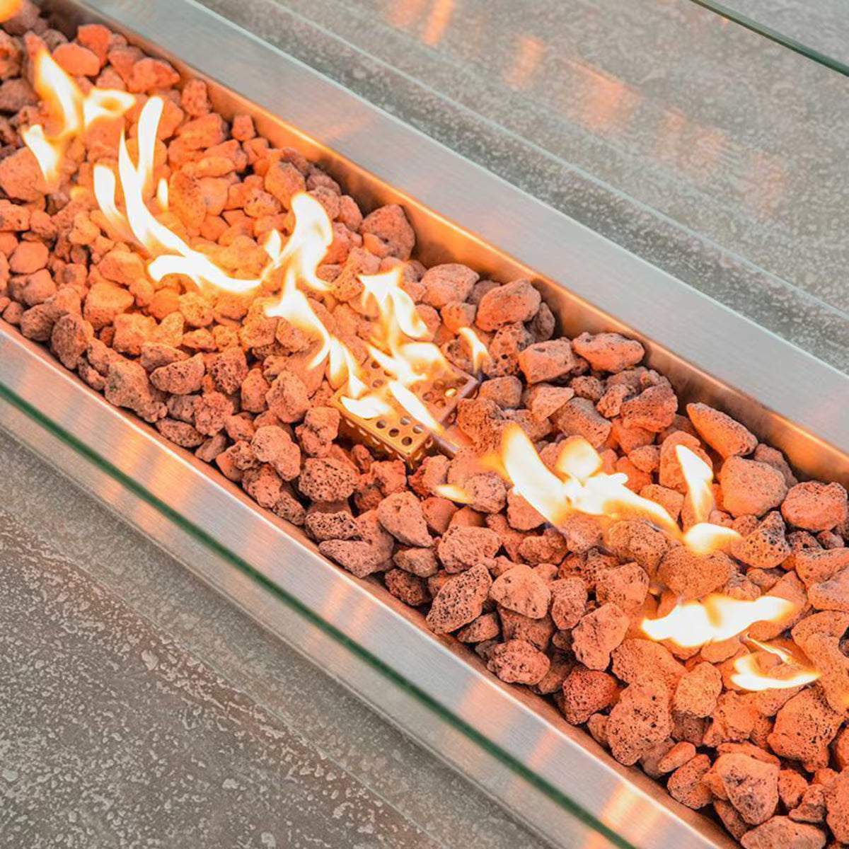 Hampton 56-Inch Rectangular Concrete Natural Gas Fire Pit in Light Gray by Elementi