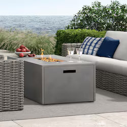 Bellino 60-Inch Rectangular Aluminum Propane Fire Pit in Concrete Finish by Ebel
