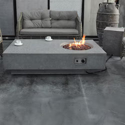 Elementi Metropolis 56-Inch Rectangular Concrete Natural Gas Fire Pit Table – Gray