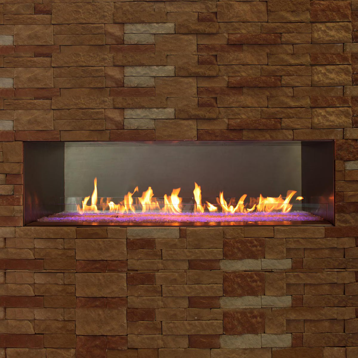 White Mountain Hearth By Empire Carol Rose 60-Inch Vent Free Natural Gas Outdoor Linear Fireplace with Manual Electronic Ignition & LED Light System – OLL60FP12SN
