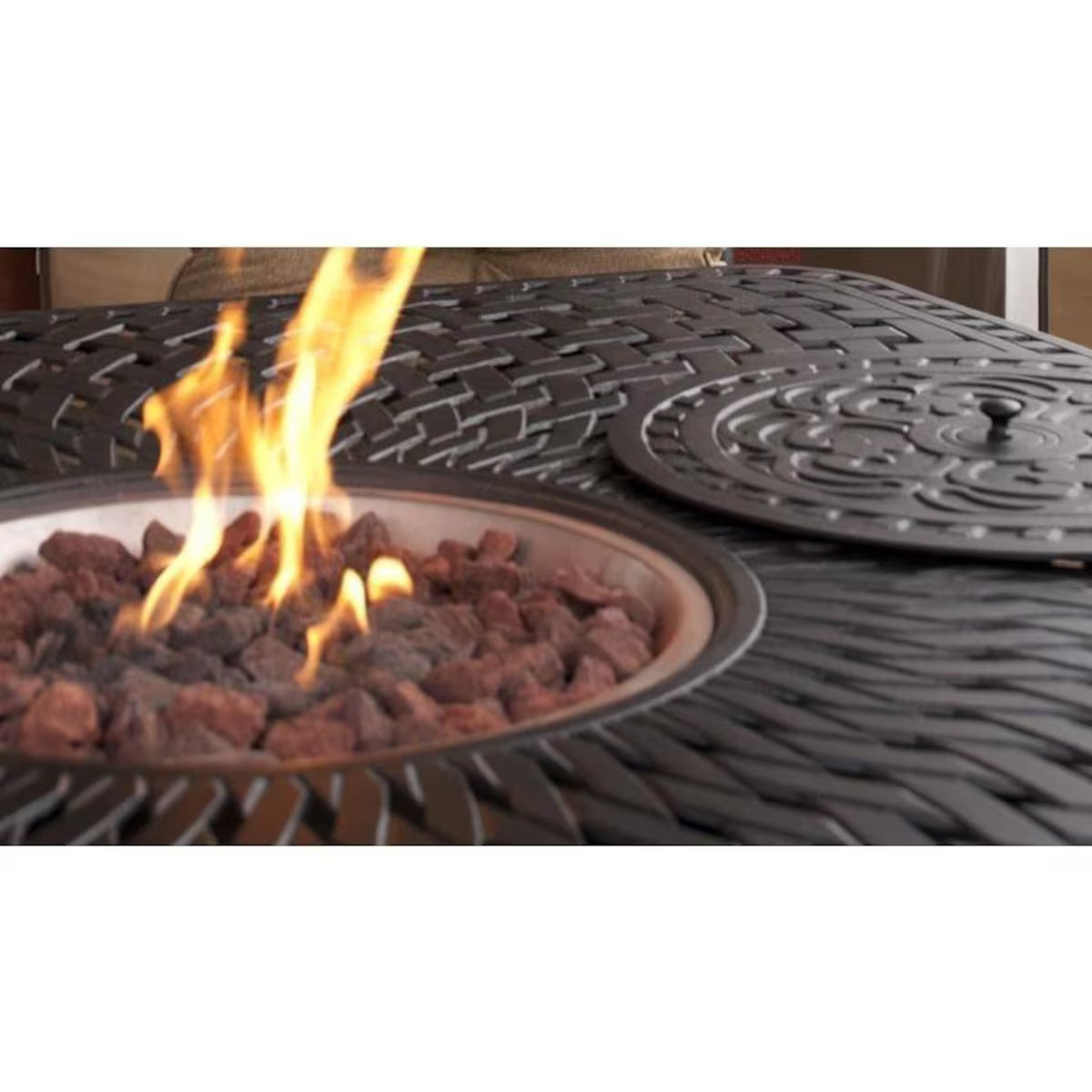 Darlee Signature 64-Inch Square Cast Aluminum Propane Fire Pit Table  Antique Bronze