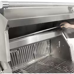The Hestan 42-Inch Natural Gas Grill W/ Rotisserie On Double Drawer & Door Tower Cart - Pacific Fog - GABR42-NG-GG