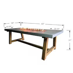 Sonoma 83-Inch Rectangular GFRC Propane Fire Pit Table in Gray by Elementi