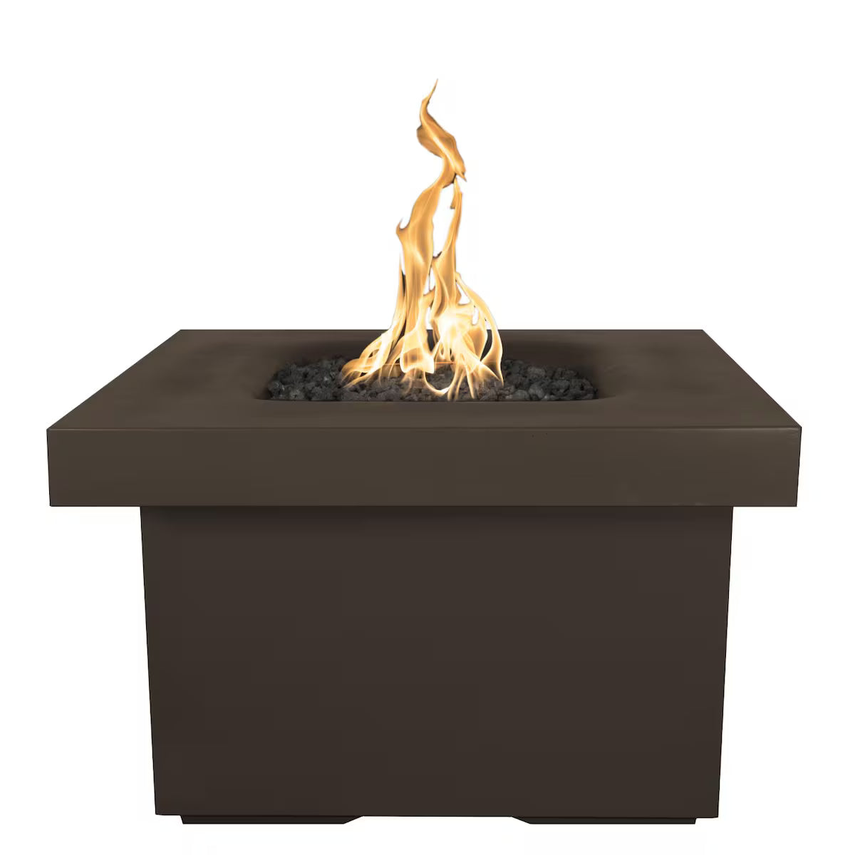 Ramona 36" Square GFRC Natural Gas Fire Pit Table with Glow Plug – Chocolate | The Outdoor Plus