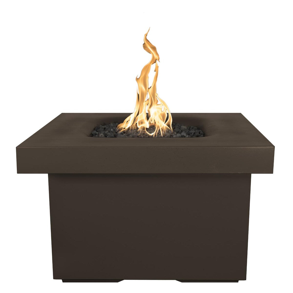 Ramona 36" Square GFRC Natural Gas Fire Pit Table with Glow Plug – Chocolate | The Outdoor Plus