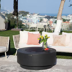 Elementi Nimes 40-Inch Round Concrete Natural Gas Fire Pit in Gray