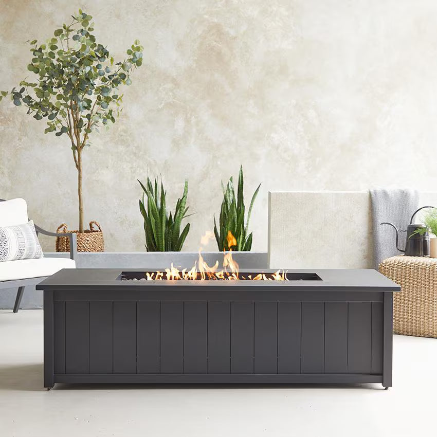 Landon Bay 70-Inch Rectangular Aluminum Propane Fire Pit Table in Black – Lakeview Outdoor Designs