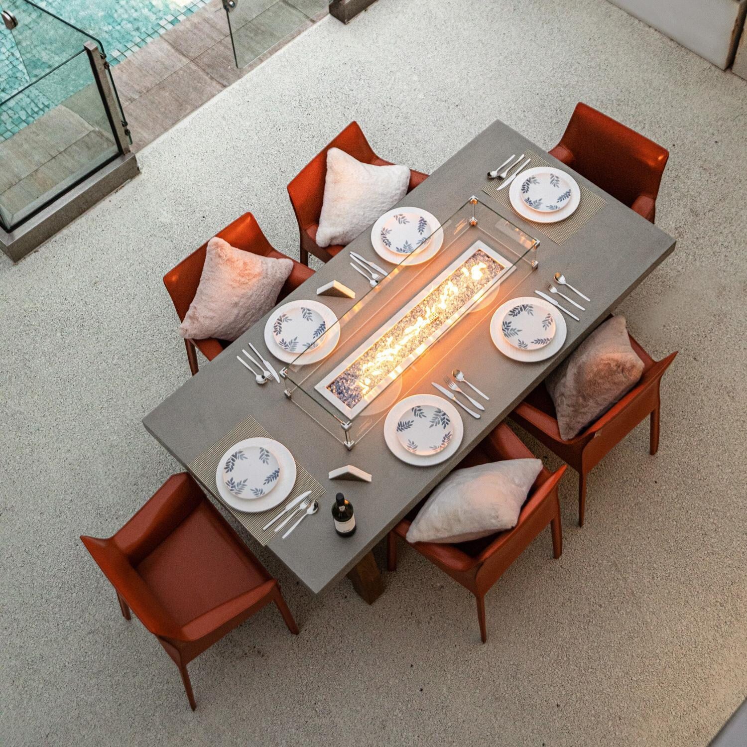 Sonoma 83-Inch Rectangular GFRC Propane Fire Pit Table in Gray by Elementi