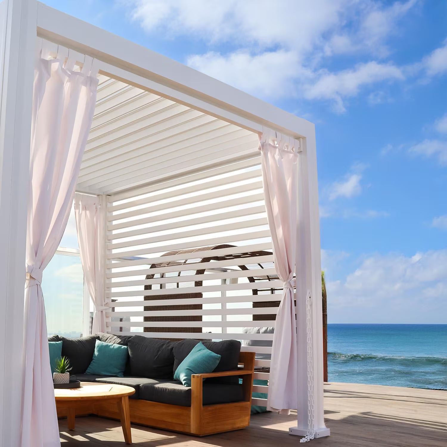 Lakeview Outdoor Designs 10' x 10' Pergola Set – All-White Frame with Motorized White Louvers