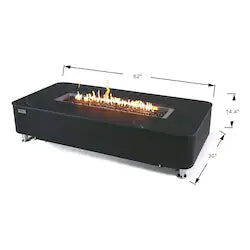Valencia 62-In Rectangular Concrete Natural Gas Fire Pit in Black by Elementi